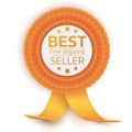 Colorful best price badge with red orange on white background.
