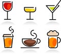 Colorful beverage icon set