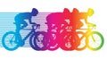 Colorful bicycle riding
