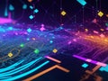 Colorful big data flow. Blockchain data fields, Generative AI Illustration Royalty Free Stock Photo