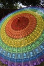 Colorful big knit umbrella displayed in Indonesian Umbrella Festival 2022 (Solo-Sept 4, 2022)