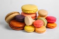 Colorful big and small macaroons isolated