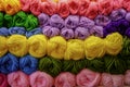 Colorful big thread in store. Colorful yarns for embroidering Royalty Free Stock Photo