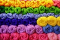 Colorful big thread in store. Colorful yarns for embroidering Royalty Free Stock Photo