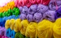 Colorful big thread in store. Colorful yarns for embroidering Royalty Free Stock Photo