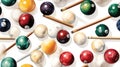 Colorful Billiard Balls and Cues Seamless Pattern AI Generated