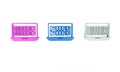 Colorful Binary code icon isolated on white background. Minimalism concept. 3D render illustration