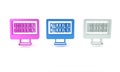 Colorful Binary code icon isolated on white background. Minimalism concept. 3D render illustration