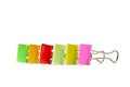 Colorful binder clips neatly lined up for organization Royalty Free Stock Photo
