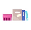 Colorful binders folders standing upright. Office supplies organization document storage vector Royalty Free Stock Photo