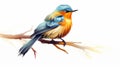 Colorful Bird On Branch: Realistic Hyper-detailed Rendering