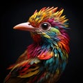 Colorful Bird design incredibly detailed, sharpen details highly realistic professional photography light