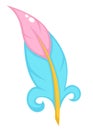 Colorful bird feather, soft plume avian plumelet icon