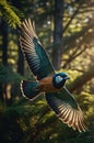 Beautiful Rufous Sibia Soaring through Green Forest: A captivating capture Royalty Free Stock Photo