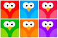 Colorful bird icons