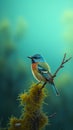 Colorful Bird On Mossy Branch: Realistic Rendering By Oleksandr Bogomazov Royalty Free Stock Photo