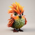 Colorful Bird-of-paradise: 3d Animation With Zbrush Style Royalty Free Stock Photo