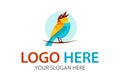 Colorful Bird Sing on Branch logo Design