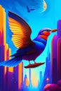 A colorful bird flying in the sky- Ai Generated.