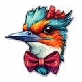 Colorful Bird Wearing Bow Tie: A Charming Character In 2d Game Art Style