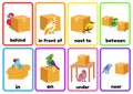 Colorful Birds Prepositions of Place Flashcards - 1 Royalty Free Stock Photo