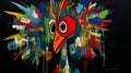 Vibrant Peacock Painting With Mcdonaldpunk And Surrealistic Cartoon Elements