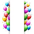 Colorful Birthday Balloons and confetti with place for text Royalty Free Stock Photo