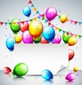 Colorful Birthday Balloons and confetti with place for text Royalty Free Stock Photo