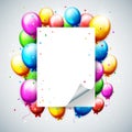 Colorful Birthday Balloons and confetti with place for text Royalty Free Stock Photo