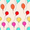 Colorful birthday balloons seamless greeting card design vector illustration