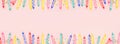 Birthday cake candles with candy sprinkles double border on a pink banner background Royalty Free Stock Photo
