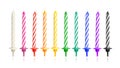 Colorful birthday candles isolated on white background. Celebration party object. Clipping path Royalty Free Stock Photo