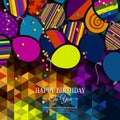 Colorful birthday card with paper balloons on Royalty Free Stock Photo