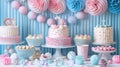 Colorful Birthday Celebration Set with Balloons, Cake, and Decorations for Festive Party Atmosphere Royalty Free Stock Photo