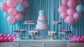 Colorful Birthday Celebration Set with Balloons, Cake, and Decorations for Festive Party Atmosphere Royalty Free Stock Photo