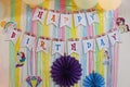 colorful birthday decoration idea for baby girl