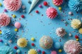 colorful birthday decorations on a blue background