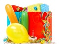 Colorful birthday gift boxes isolated on white background. Birthday, christmas and party concept Royalty Free Stock Photo
