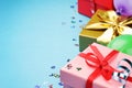 Colorful birthday gift boxes Royalty Free Stock Photo