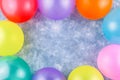 Colorful birthday party accessories. Multicolor balloons frame, copy space Royalty Free Stock Photo