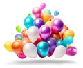 Colorful birthday party balloons group on white background, AI generated