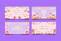 Colorful birthday stickers horizontal cards set