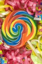 Colorful Birthday Sucker with Ribbons Royalty Free Stock Photo