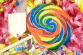 Colorful Birthday Sucker with Tag Royalty Free Stock Photo