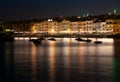 Colorful Birzebugga city in Malta on night time with bluesy background. City in night time, Malta, Europe. Artistic photo of villa Royalty Free Stock Photo