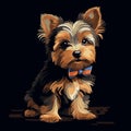 Colorful 8bit Yorkshire Terrier Dog Illustration On Black Background