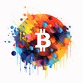 Colorful Bitcoin Art With Drippy Paint Splatters