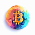 Colorful Bitcoin Art In Low Poly Trigonometric Shape