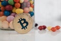 Colorful bitcoin coin