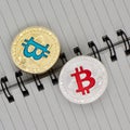 Colorful bitcoin coins